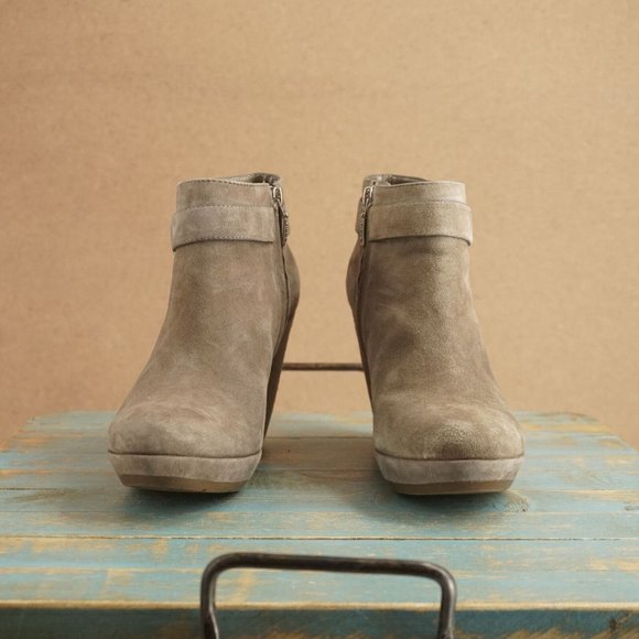 Geox Brown Suede Ankle Booties with Buckle - Picture 3 of 11